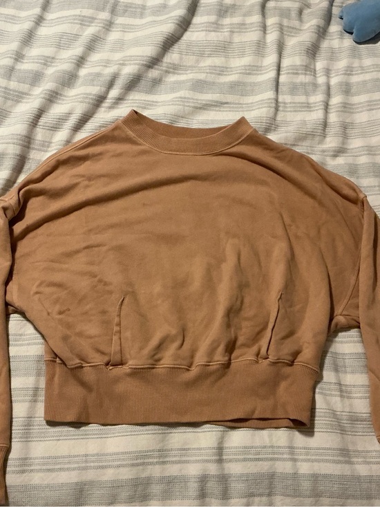 aerie Tops - aerie Cropped Crewneck Sweatshirt in Light Brown